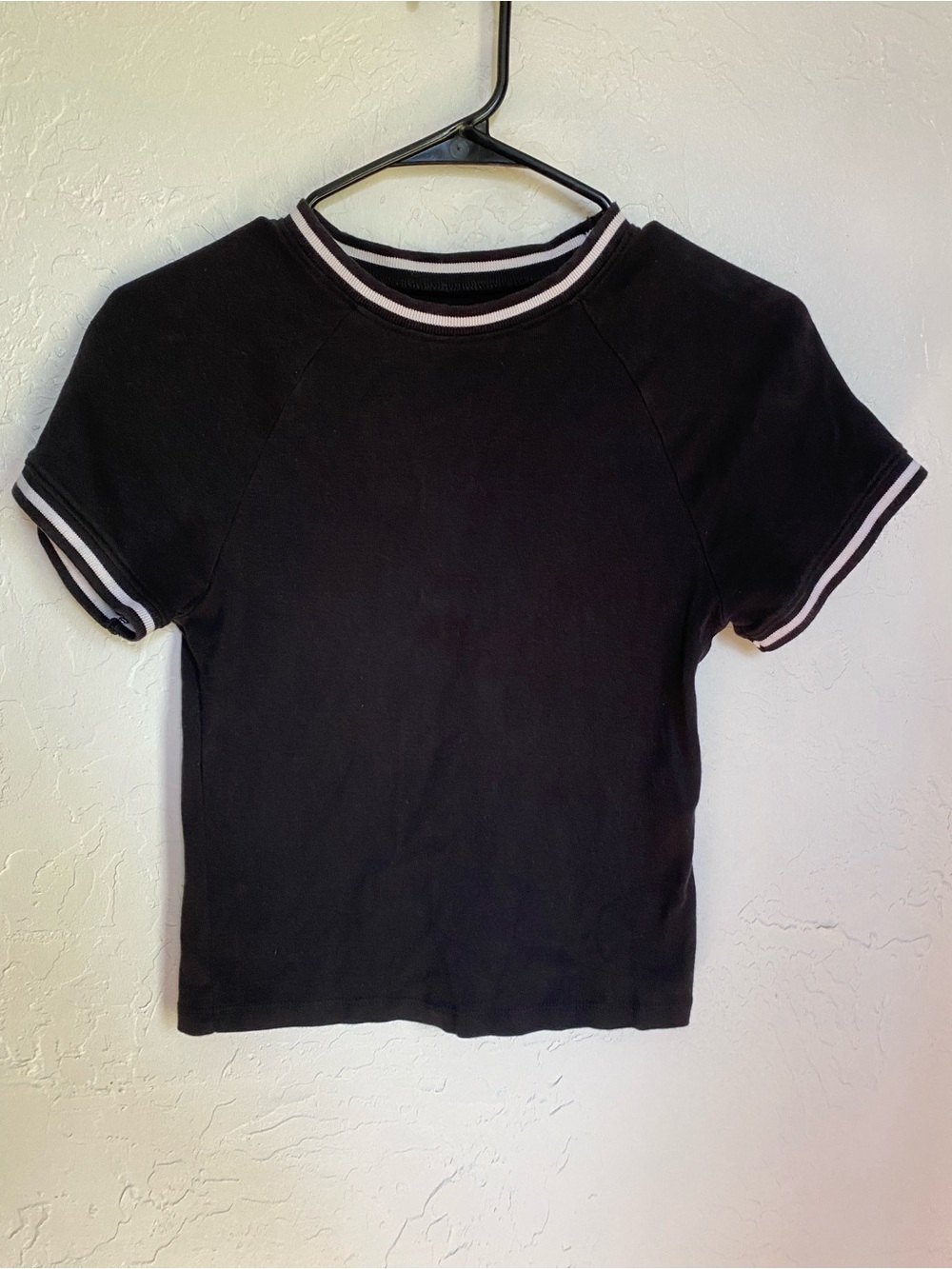 Levi's Black Crop Tee with White Stripe Trim